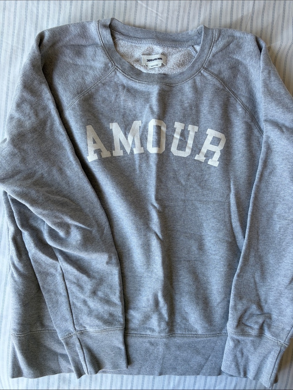Zadig & Voltaire Grey Sweatshirt with White AMOUR Print